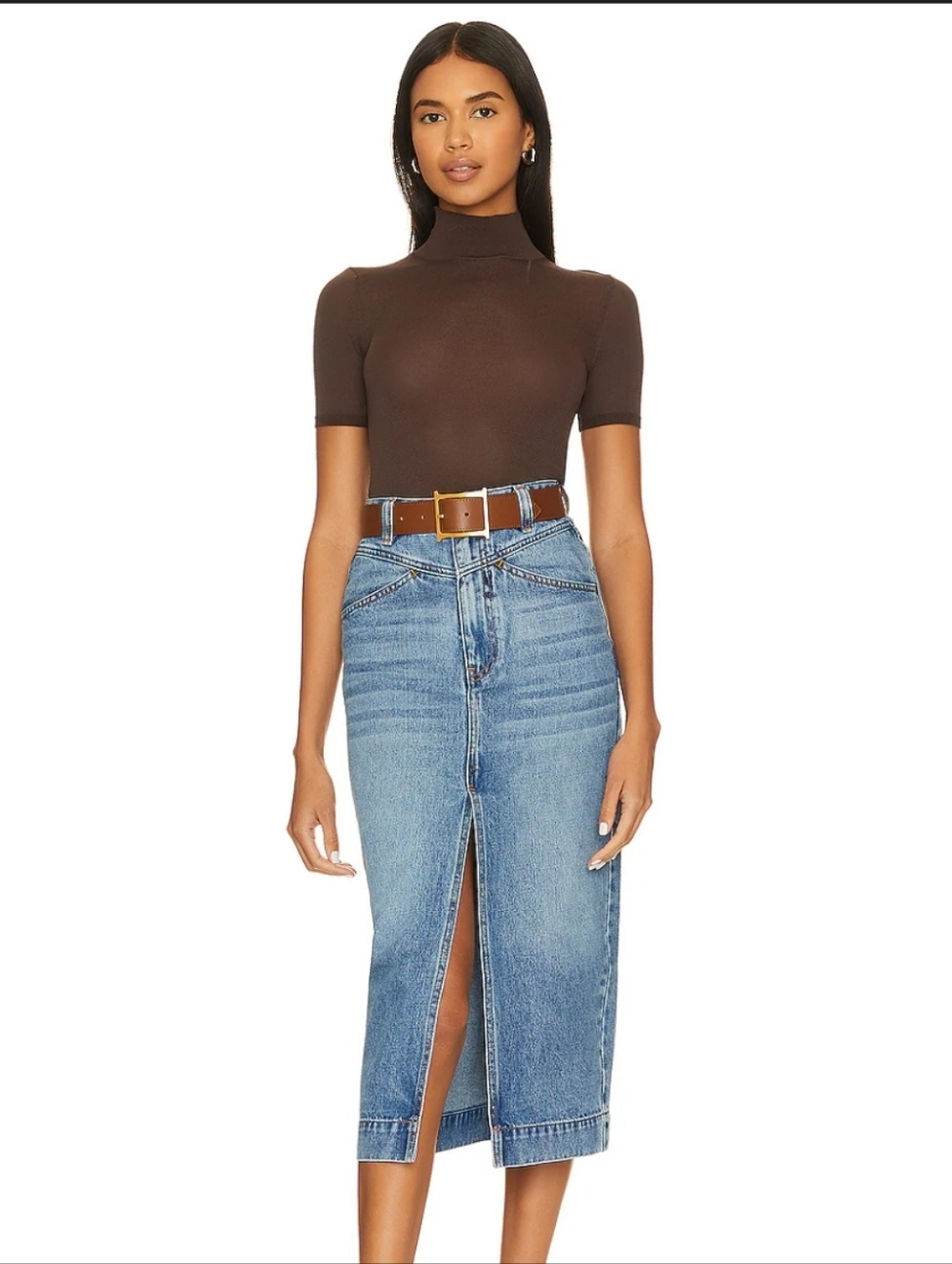 REVOLVE Bardot Midi Denim Skirt In Color Vintage 100% Cotton